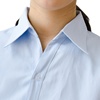 浅蓝衬衫斜纹短袖女士棉职业装V领宽松收腰面试长袖工装气质