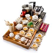 聚森紫砂功夫茶具套装整套茶杯套装组合盖碗，实木茶盘四合一电磁炉