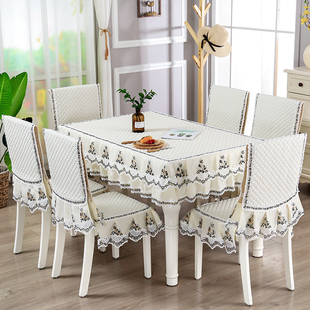 餐桌布椅套椅垫套装，茶几圆桌长方形布艺餐桌，椅套防滑桌罩现代简约
