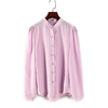 品牌折扣女装春夏撤柜浅紫色时尚薄款长袖立领雪纺衬衫