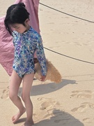 定制2024夏季韩版女童花草长袖，连体泳衣夏季防晒泳衣女宝宝泳衣洋