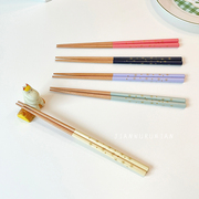见物如面糖果色日系尖头筷子，木质家用实木，五色筷一人一筷