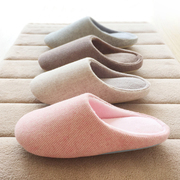 日式冬季家居家羊毛呢，保暖棉拖鞋男女室内静音，软底防滑情侣毛毛拖