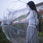 公主风16骨加厚透明雨伞，韩国版婚礼长柄伞女生，高颜值女神双人大伞