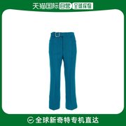 香港直邮jilsander女士深绿色粘胶纤维，混纺裤子