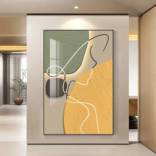 现代抽象高档大气玄关，装饰画立体感艺术奶油，风大尺寸走廊过道挂画