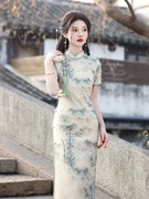 小清新旗袍2024夏季改良版，年轻款少女，连衣裙高端气质新式优雅
