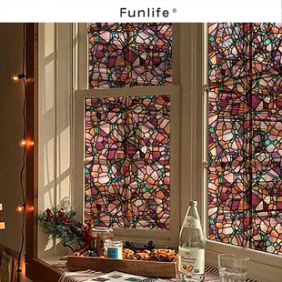 《仙灵花园》手绘原创玻璃静电贴波普水磨石窗户贴纸透光玻璃窗花