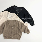 韩版童装男童女童针织镂空开衫，春装宝宝外套，夏季空调房外出防晒衣