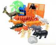 车加野生动物玩具套装大象老虎仿真模型恐龙玩具男孩礼物认知玩具