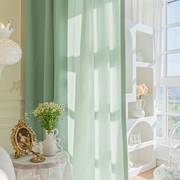 防蚊纱帘透光不透人窗帘白纱客厅阳台飘窗卧室白色窗纱绿色高级感