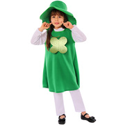 爱尔兰圣帕特里克节四叶草连衣裙儿童2023万圣节表演服节日派对服