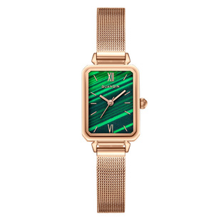 冠琴表盘皮带简约石英手表士女瑞士时尚方形真皮精钢国产腕表