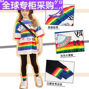 欧洲旗下女童夏装，套装儿童2022运动彩虹网红洋气潮流