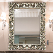 欧式复古梳妆镜古典宫廷化妆镜客厅玄关镜壁挂餐边镜雕花浴室镜子