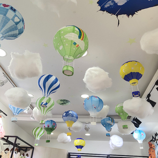 热气球装饰幼儿园布置61儿童节教室挂饰超市，顶部夏季氛围云朵吊饰