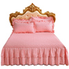 全棉双层蕾丝花边床裙式单件1.8米2纯棉防滑夹棉加厚床罩床套床单