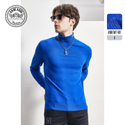 安杰安尼男装冬款高领，宝蓝色修身男士羊毛衫衣aj813024501