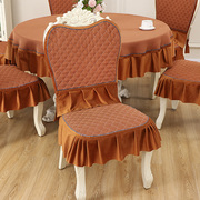 棉麻餐桌布椅套椅垫套装，家用桌椅套，四季通用凳子罩欧式长方形餐桌