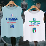 欧洲杯法国西班牙比利时葡萄牙意大利足球迷服无袖T恤衫男女背心