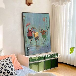 小众艺术挂画高级感巨幅落地画客厅沙发手绘油画装饰复古玄关卧室