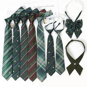绿色领带懒人条纹免打日系学院风衬衫配饰手打领带学士服jk领结女