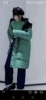 蒂系列羽绒服绿色di yan老花中长款中码版型宽松适合100-125