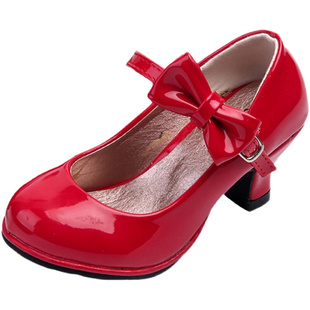 2023春秋季新女童(新女童，)单鞋坡跟公主皮鞋，韩版儿童鞋子休闲小高跟舞蹈鞋