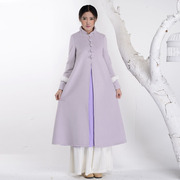 裴蒂菲2019冬装原创新中式民族羊绒连衣裙套头假两件长袖袍子