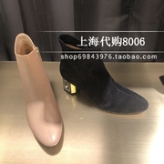 恋尚萝莎2022冬季女靴欧美裸靴方头水钻短靴粗高跟时装靴 3T62804