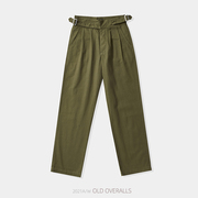 二战廓尔格军裤美式复古直筒高腰库尔喀休闲长裤子男士橄榄绿西裤