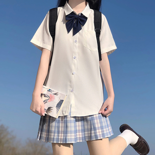 lf原创jk制服衬衫女短袖，日系基础款百搭纯色学生学院风白色tr衬衣