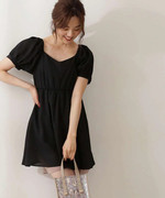 日本高端一线2023夏女方(夏女方，)领衬衫，外贸原单系带裙摆套头衫短袖娃娃衫
