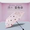 遇水变色太阳伞防晒防紫外线黑胶遮阳伞女小清新折叠晴雨两用雨伞