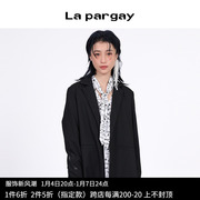 纳帕佳长袖简约西装外套2023秋冬女式黑色个性时尚设计感上衣