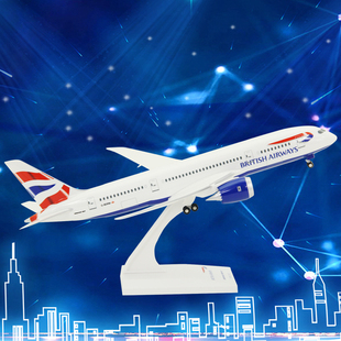 拼装飞机模型空客a350-1000英国航空，波音787客机b777航模带轮摆件
