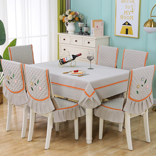 中式餐椅垫桌布套装防滑餐厅家用新实木(新实木)椅子，垫餐凳垫棉餐桌椅套罩