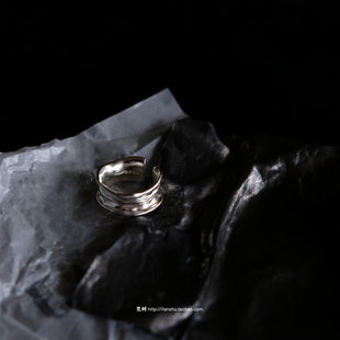 梵树forhandmade-《风吹皱了》s925纯银，质感肌理哑光宽戒指
