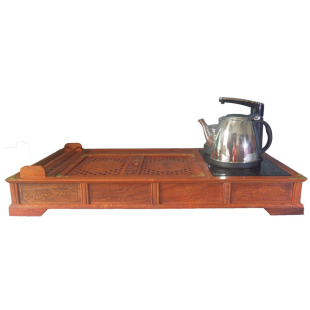 红木茶盘黄花梨木四合一茶具带电磁炉套装大号排水托盘实木质茶台