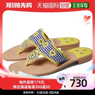 香港直邮潮奢jackrogers女士jacks方格棉布凉鞋