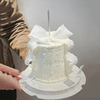 2023母亲节快乐蛋糕装饰白色褶皱，荷叶蝴蝶结丝带女神妈妈甜品装扮