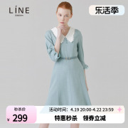 LINE韩国女装商场同款秋季气质宴会五分袖连衣裙NWOPLC0100