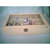 木质10格收纳盒玻璃，盖首饰盒化妆盒展示盒，饰品盒木盒女生