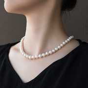 天然珍珠贝珠颈饰锁骨项链，正圆生日礼物送妈妈婆婆母亲节礼物