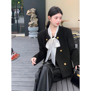 范智乔重工设计感法式小香风短外套女秋冬精致气质小个子黑色上衣