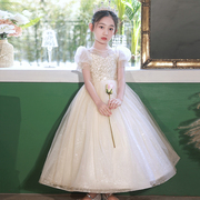 儿童礼服公主裙夏高端轻奢小众婚礼花童主持人，钢琴演奏女童晚礼服
