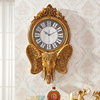 家用客厅大象石英钟美式豪华大挂钟，轻奢华创意，超静音钟表壁挂时钟