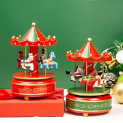 圣诞礼物旋转木马音乐盒天空之城木质，八音盒创意生日礼物装饰摆件