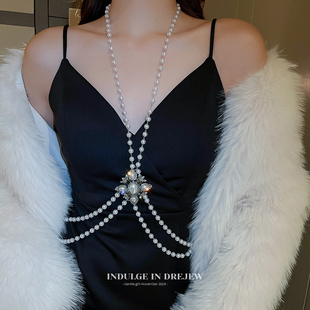 珍珠项链女款2023腰链，高级感锁骨链轻奢，小众夸张颈链配饰