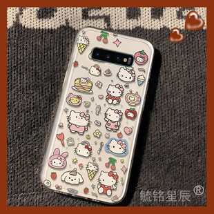 卡通hellokitty适用三星S10+手机壳5g透明的S10e硅胶套KT猫S9十可爱S8plus少女心日系Galaxy简约超火全包